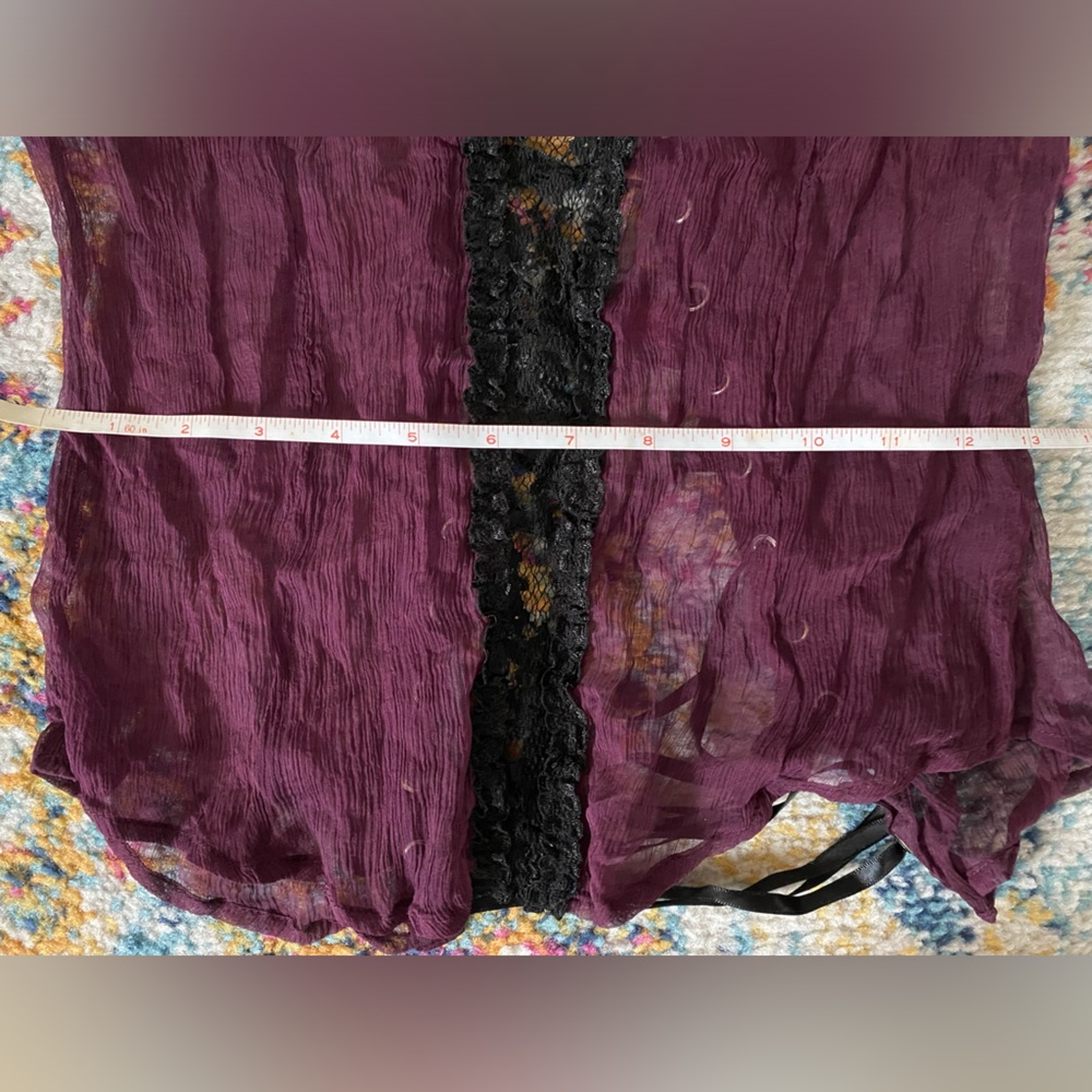 LIP SERVICE BLACKLIST rare Purple Lace-Up Blouse Xsmall flawed gem - Picture 8 of 12